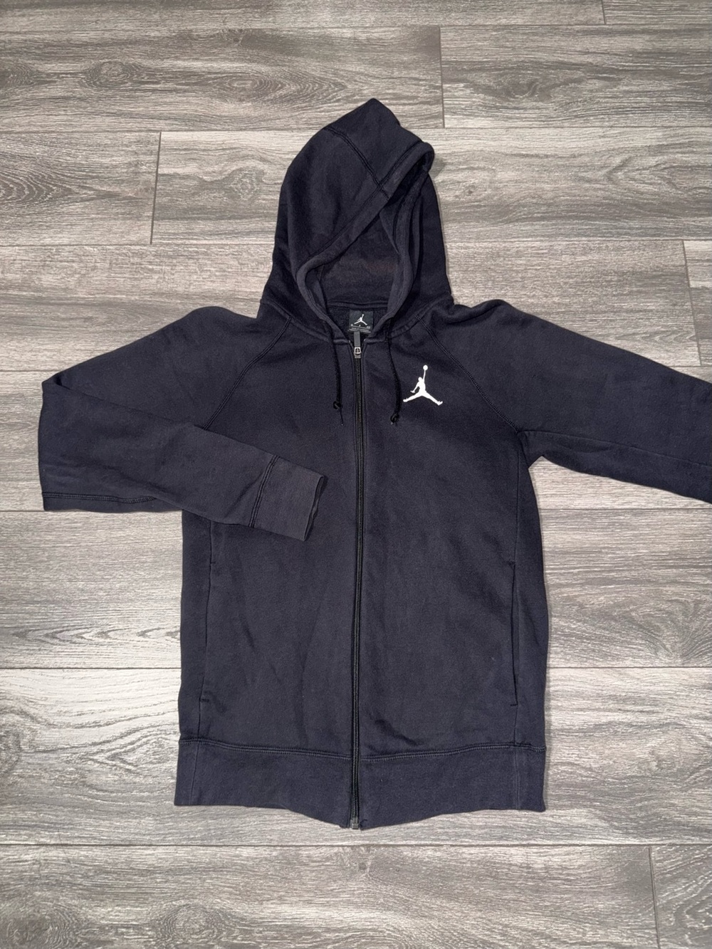 Jordan Black Full-Zip Kids Hoodie with White Jumpman